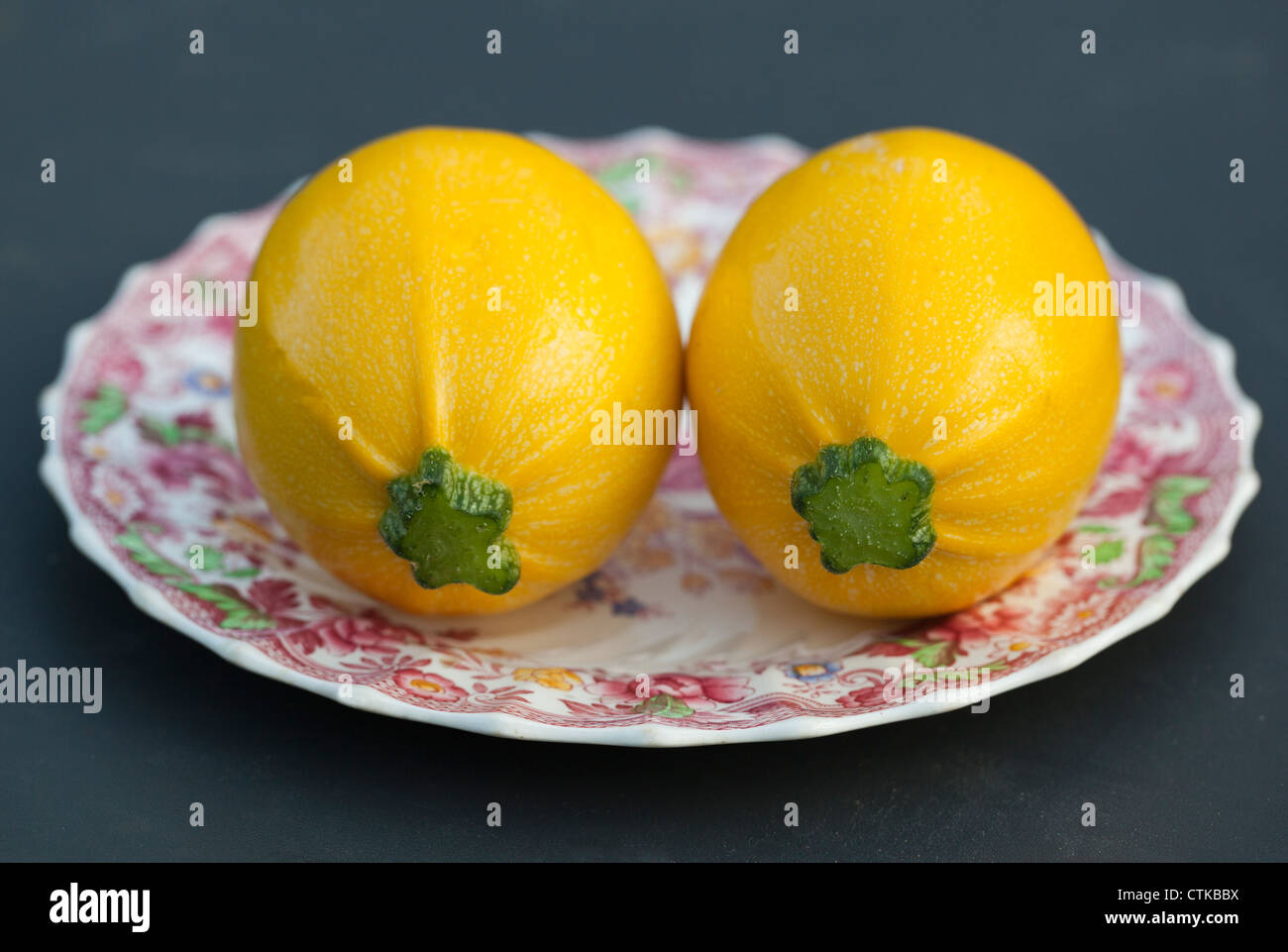 Yellow Round Courgettes Stock Photo