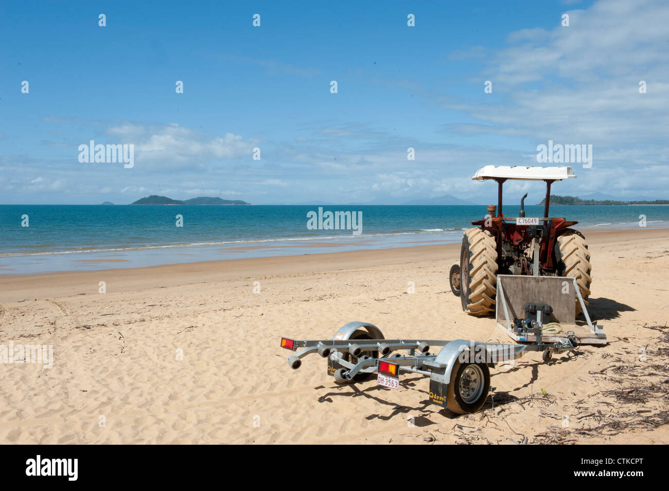 Boat hire at South Mission Beach with view of Dunk Island across the Coral Sea, Cassowary Coast