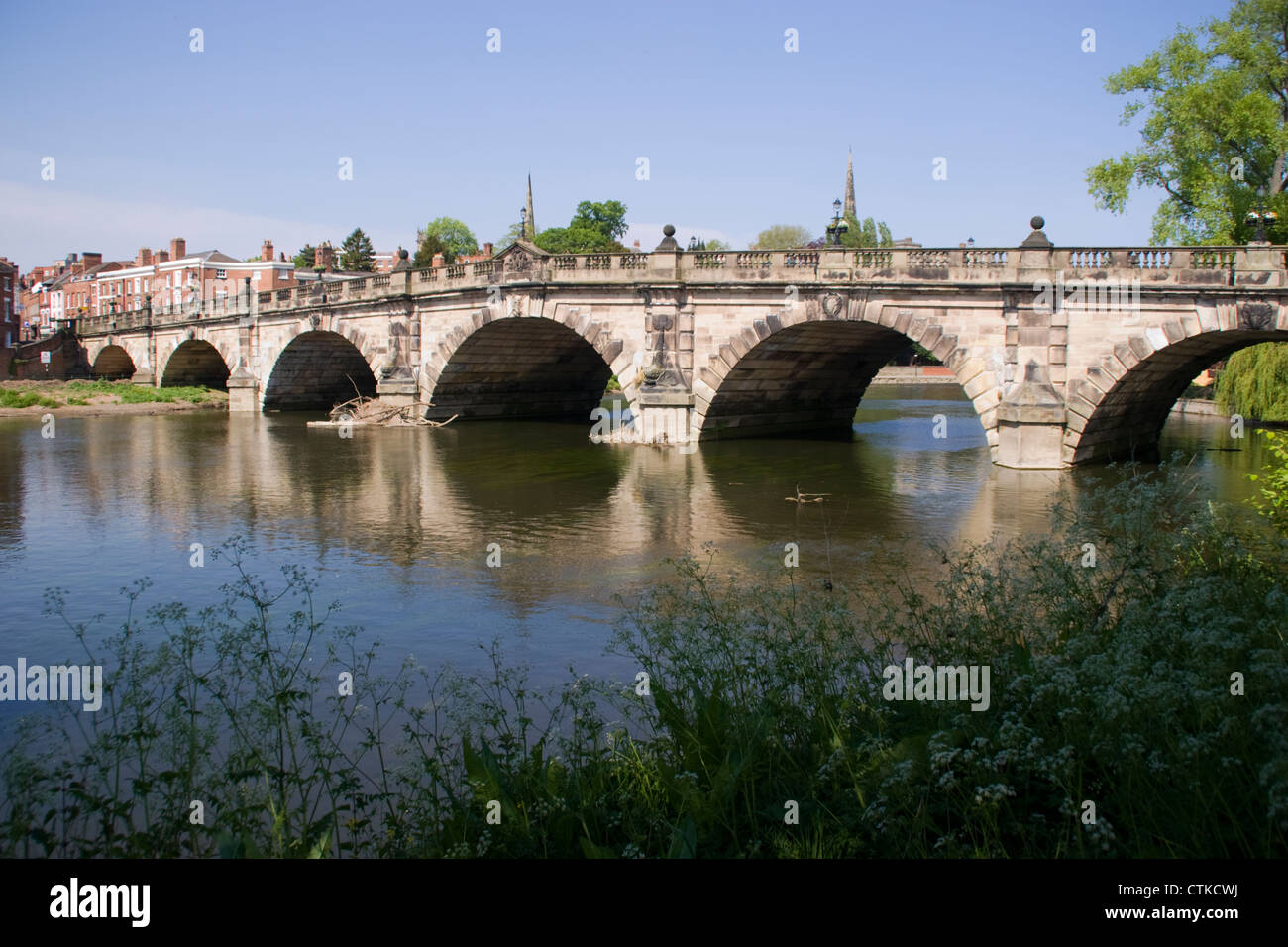 English Bridge and River Severn Shrewsbury Shropshire England UK Stock ...