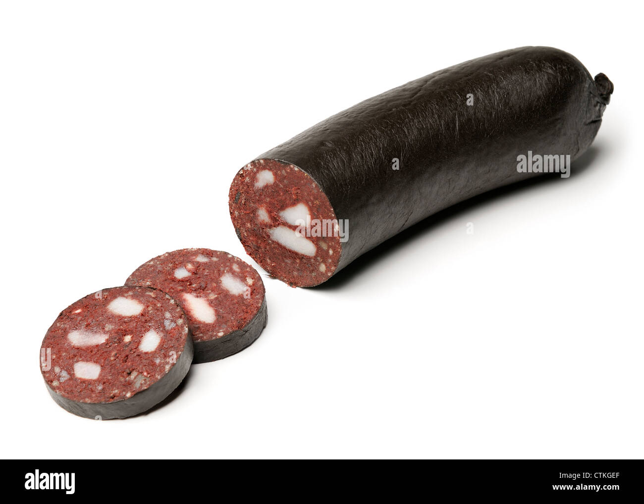Black Pudding, Cut Out. Stock Photo