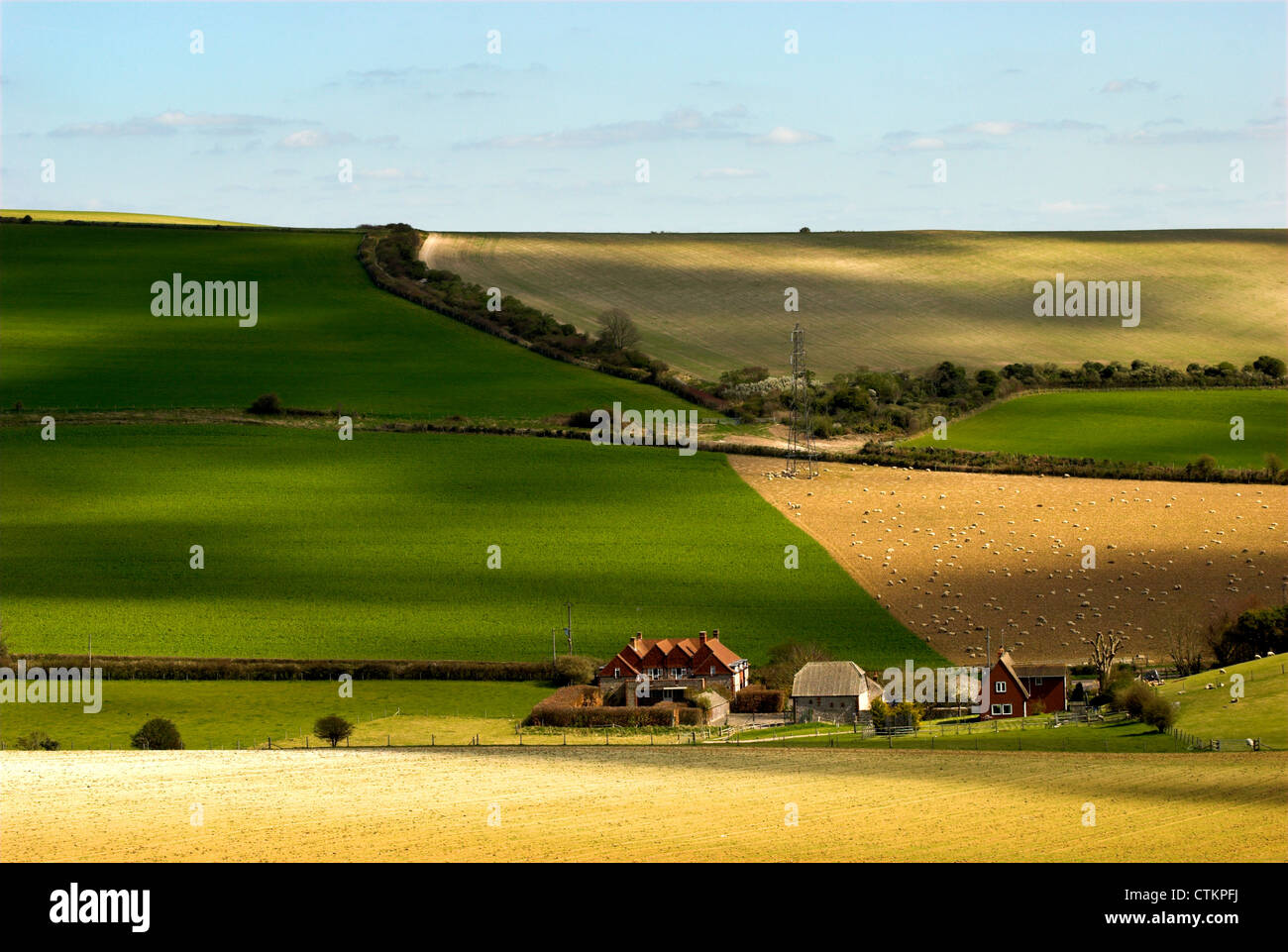 Farm buildings and housing in the South Downs National Park in West