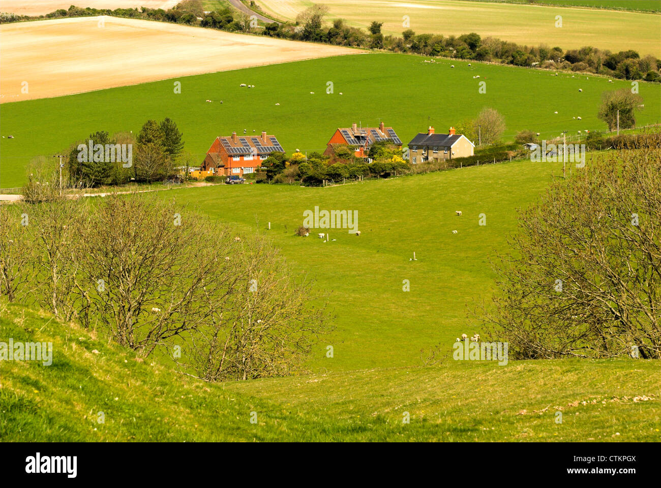 Farm buildings and housing in the South Downs National Park in West