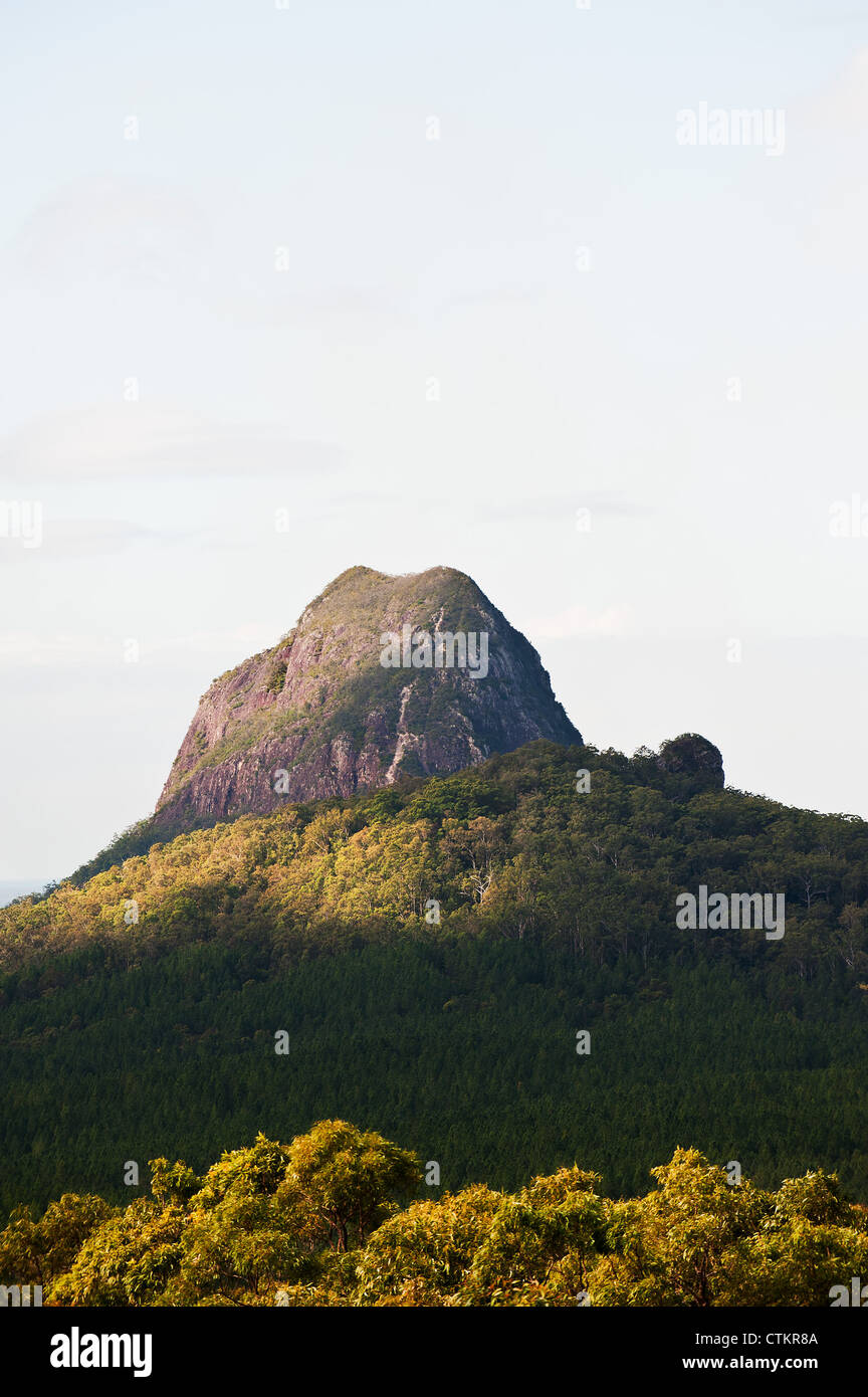 Mt Tibrogargan in the Glasshouse Mountain Range in Queensland Stock Photo