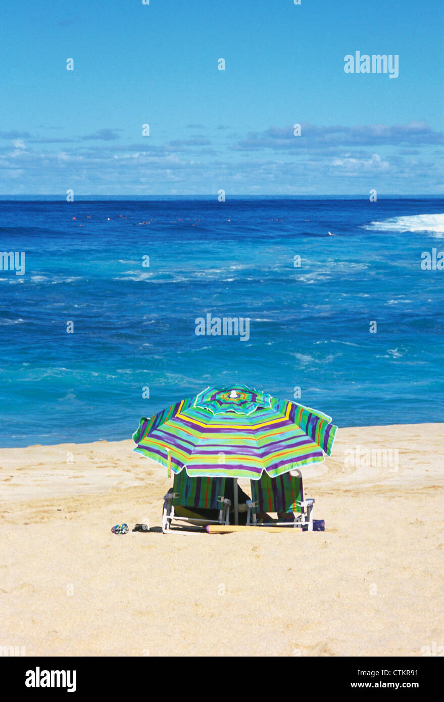 An umbrella on the beach in Hawaii Stock Photo Alamy