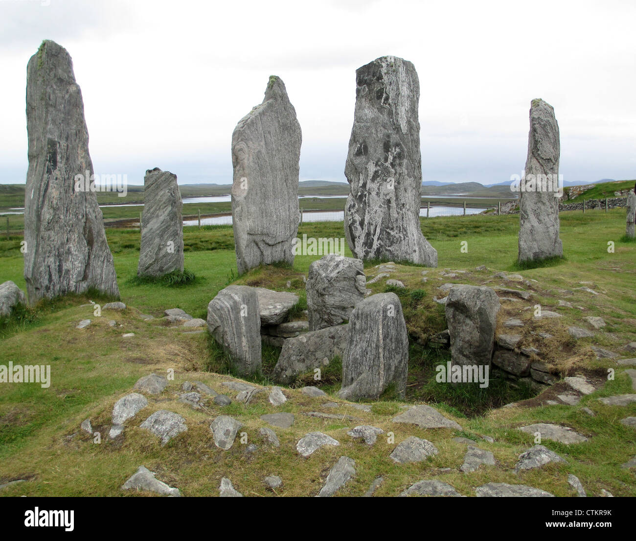 CALLANISH STONES  Main group near Callanish village on west coast of Lewis in the Outer Hebrides of Scotland. Photo Tony Gale Stock Photo