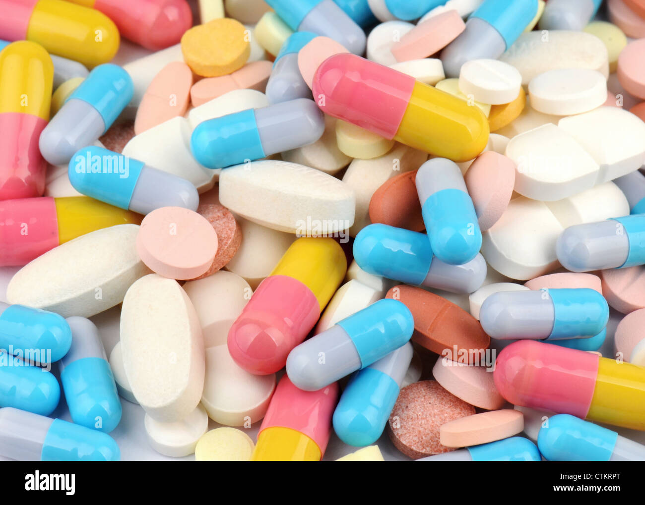 Capsules and tablets as a background Stock Photo