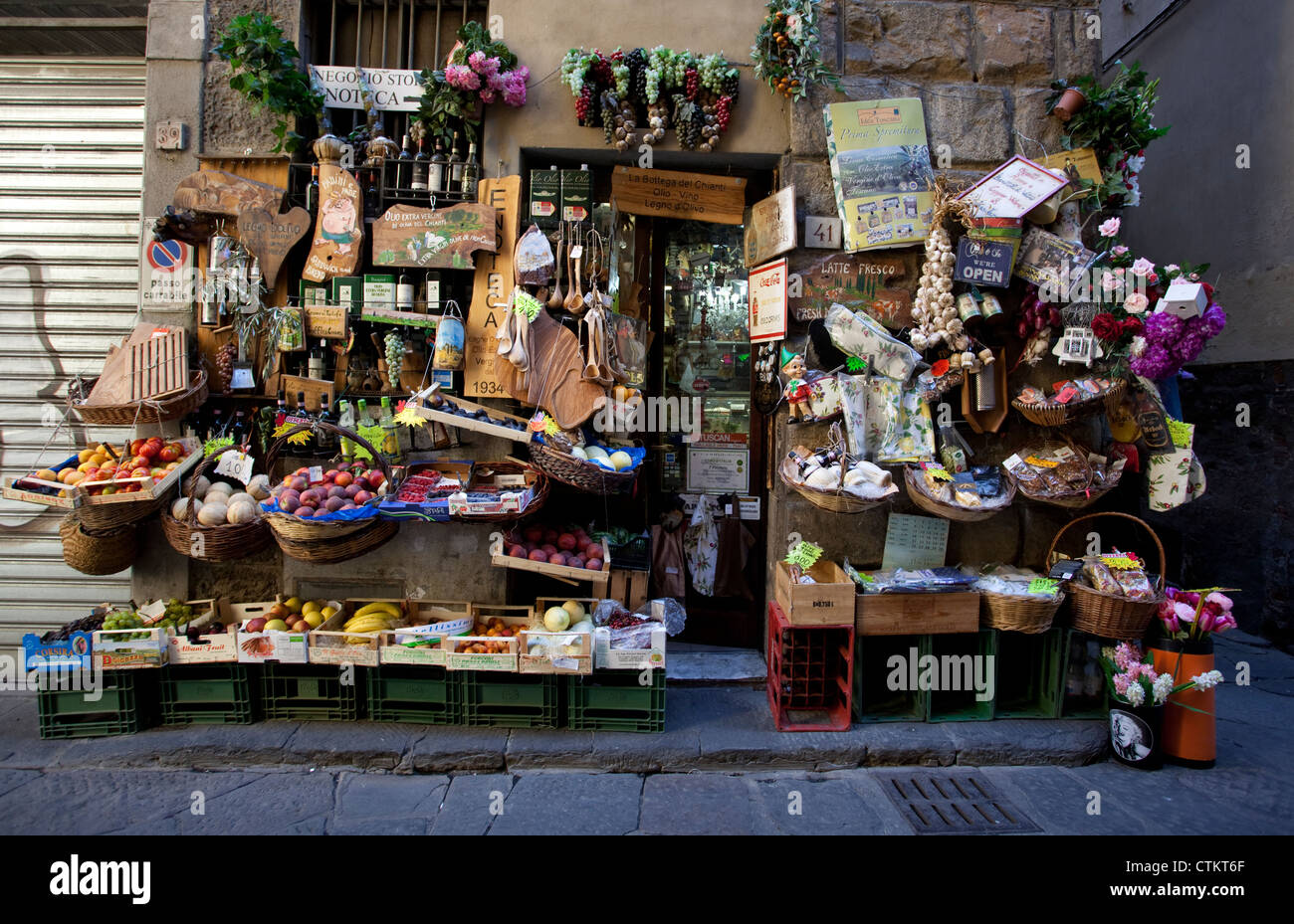 Old-fashioned shop in backstreet of central Florence, Italy Stock Photo