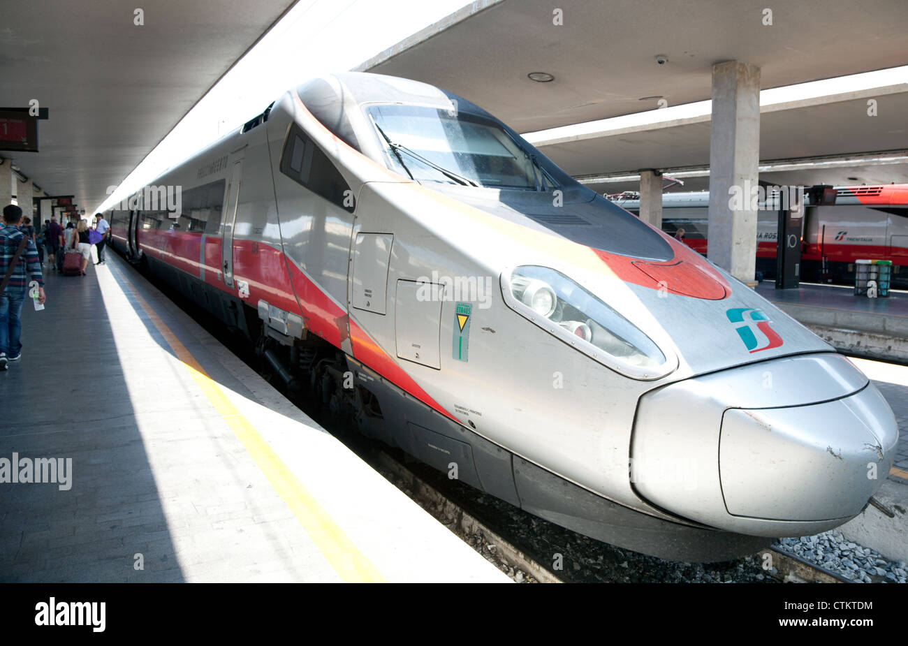 High-speed train in main railway station in Florence, Italy (Santa Maria Novella) Stock Photo