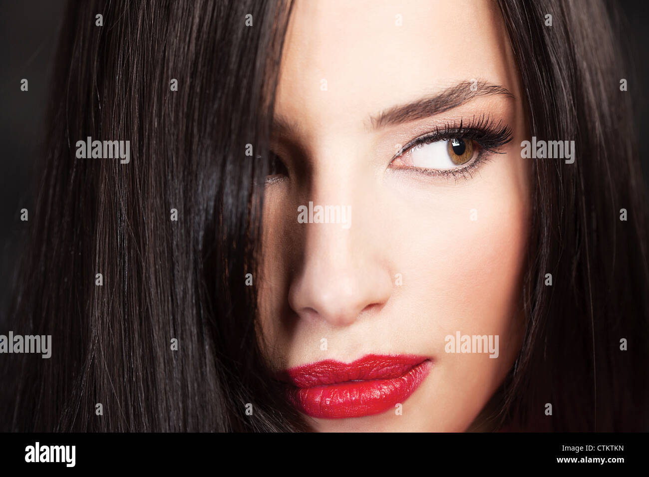Close up of a pretty woman's face Stock Photo