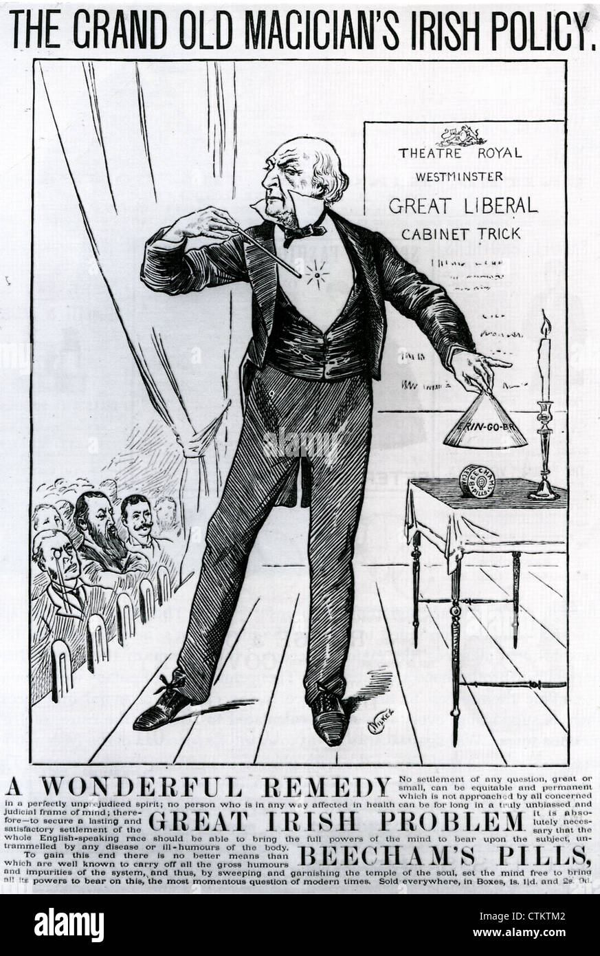 WILLIAM GLADSTONE (1809-1898) in the Illustrated London News 24 April 1886 after introducing his first Irish Home Rule Bill Stock Photo