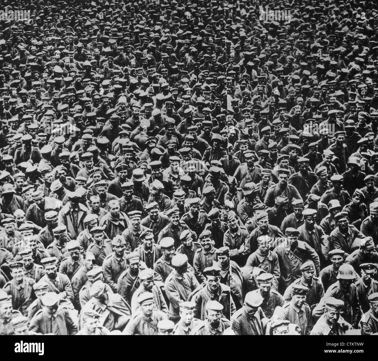 GERMAN PRISONERS in WWI  A montaged British photo designed to give the impression prisoners were being taken in huge numbers Stock Photo
