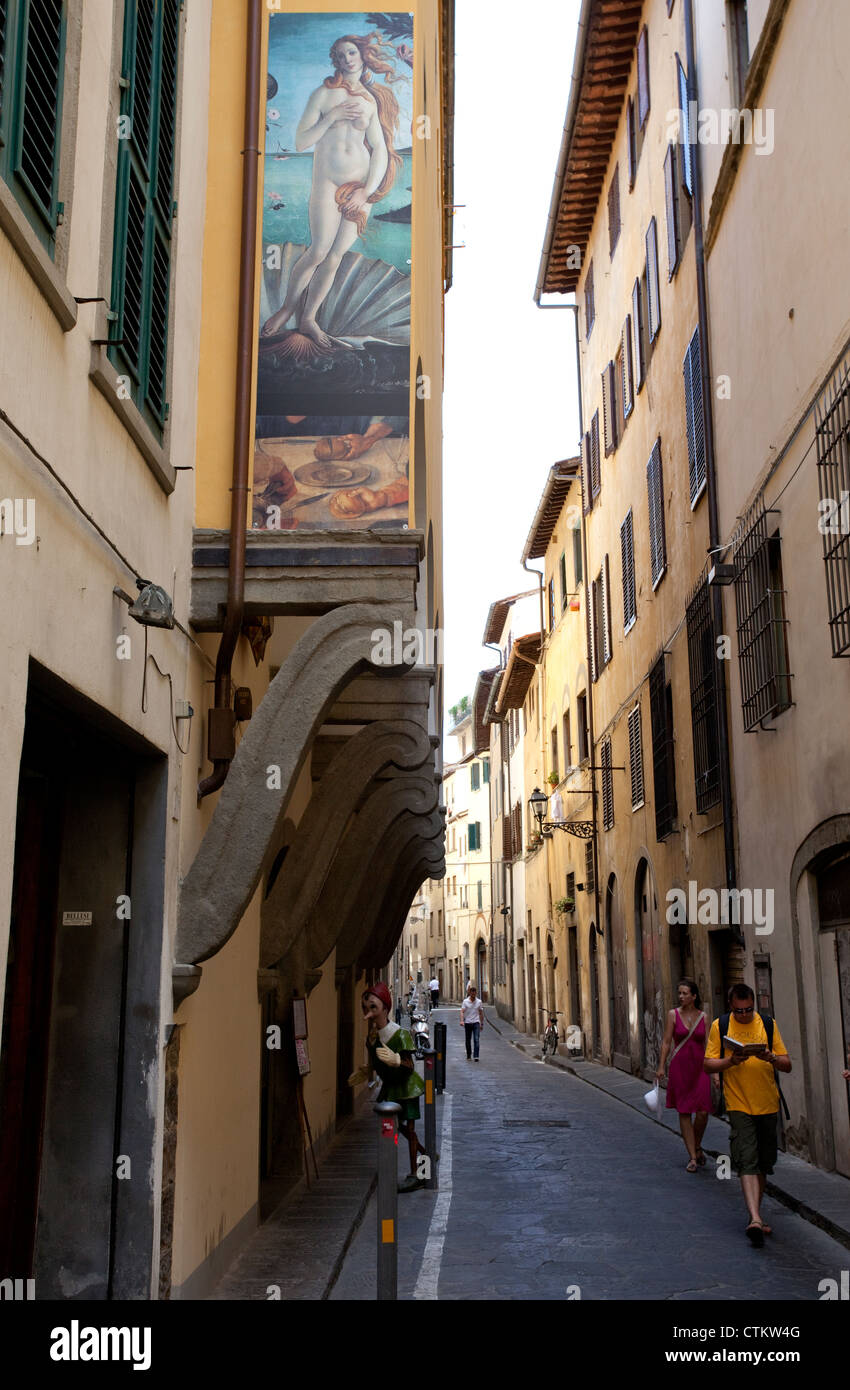 Botticelli's Venus mural in Florence side street, Italy Stock Photo
