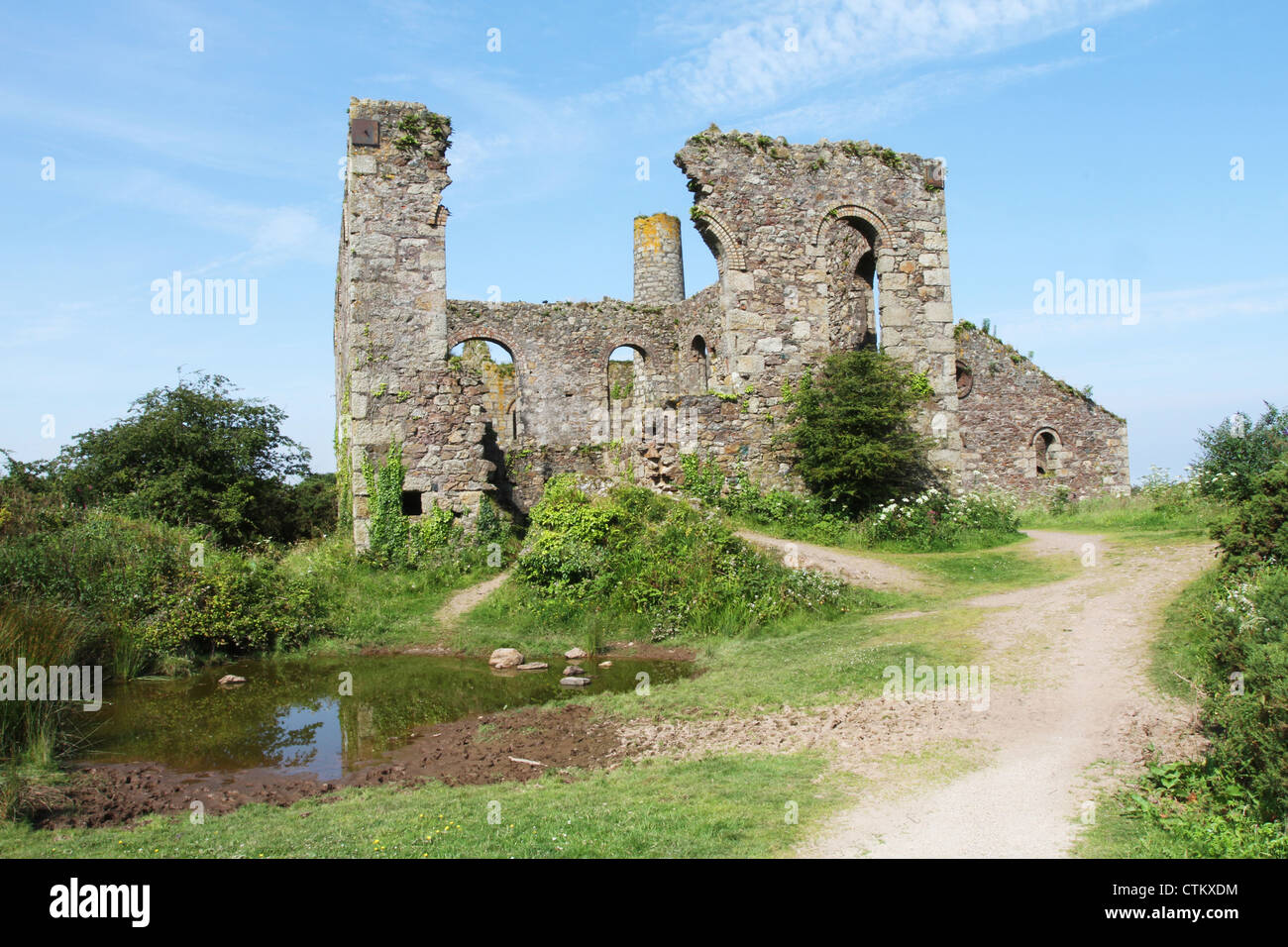 Ruined tin mine buildings at South wheal Francis part of a world heritage site, The Great Flat Lode near Redruth Cornwall Stock Photo