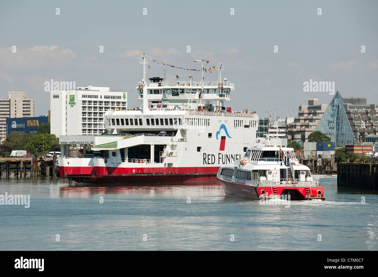 Town Quay Southampton England UK Red Funnel ferries which operate an