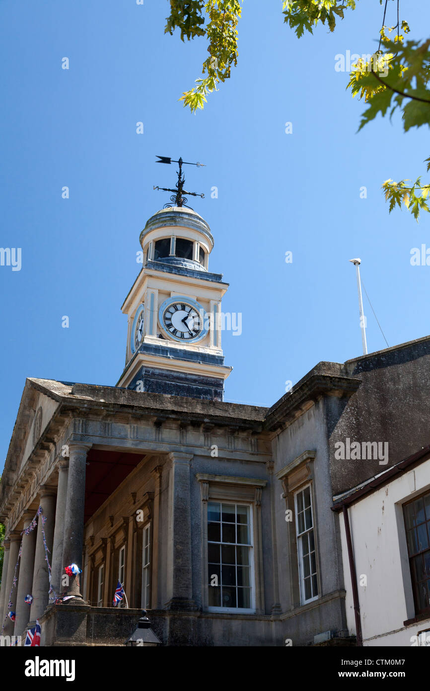 Clock tower on the Guildhall, Chard, Somerset Stock Photo