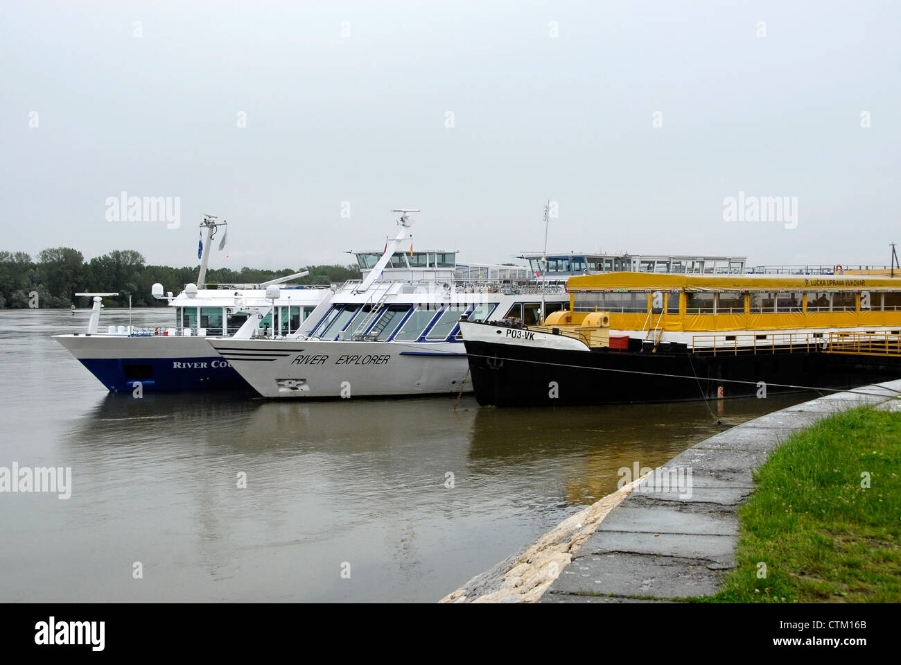 Vantage Travel Riverboat River Explorer on the Danube River in Vukovar, Croatia, Eastern Europe Stock Photo