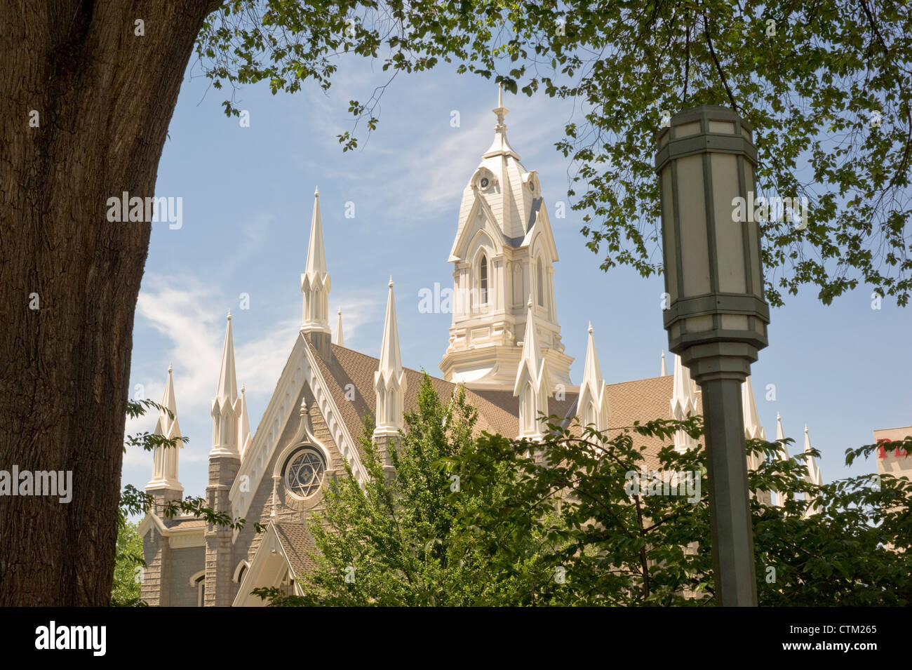 Temple Square, part of the complex owned by the LDS Church (Mormons), in Salt Lake City, Utah, USA. Stock Photo