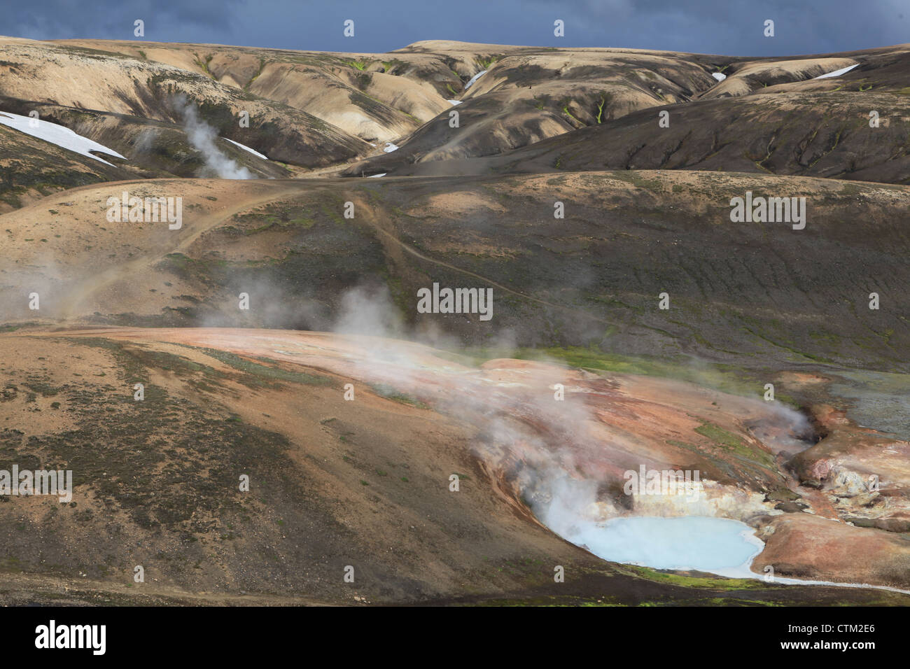 Hot spring on Laugavegur in Iceland! Stock Photo