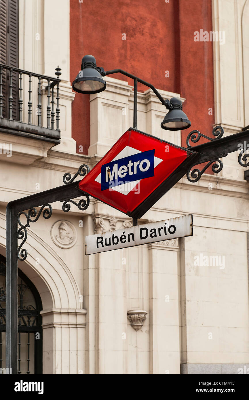 Ruben Dario metro stop, Madrid, Spain Stock Photo