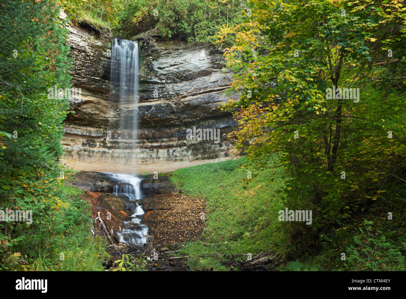 Waterfall Near Marquette; Michigan, United States of America Stock Photo