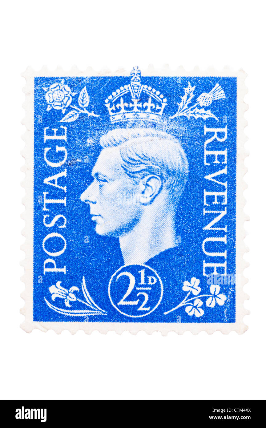 A King George VI Two And A Half Pence Blue 2 1 2d Postage Stamp On A a-king-george-vi-two-and-a-half-pence-blue-2-1-2d-postage-stamp-on-a