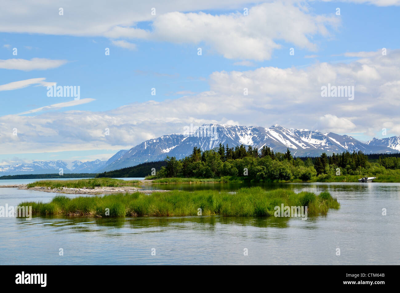 Naknek Lake and surrounding mountains. Katmai National Park and Preserve. Alaska, USA. Stock Photo