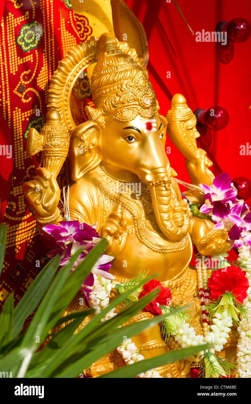 statue of Lord Ganesha, elephant god during Thaipusam festival in Penang of Malaysia. Stock Photo