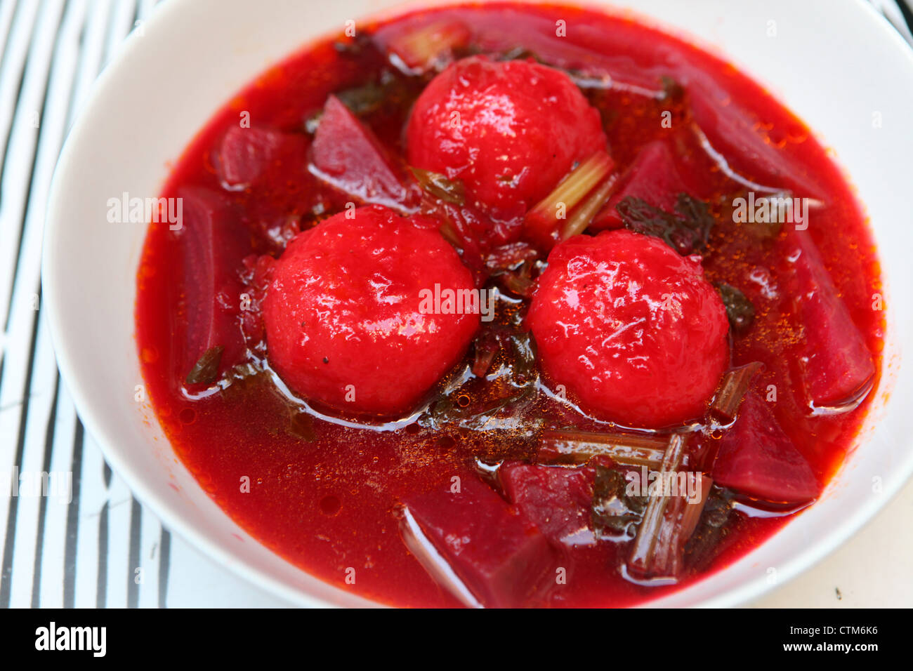 Kibbeh beetroot Soup a Middle Eastern dish made of bulgur or rice and chopped meat Stock Photo