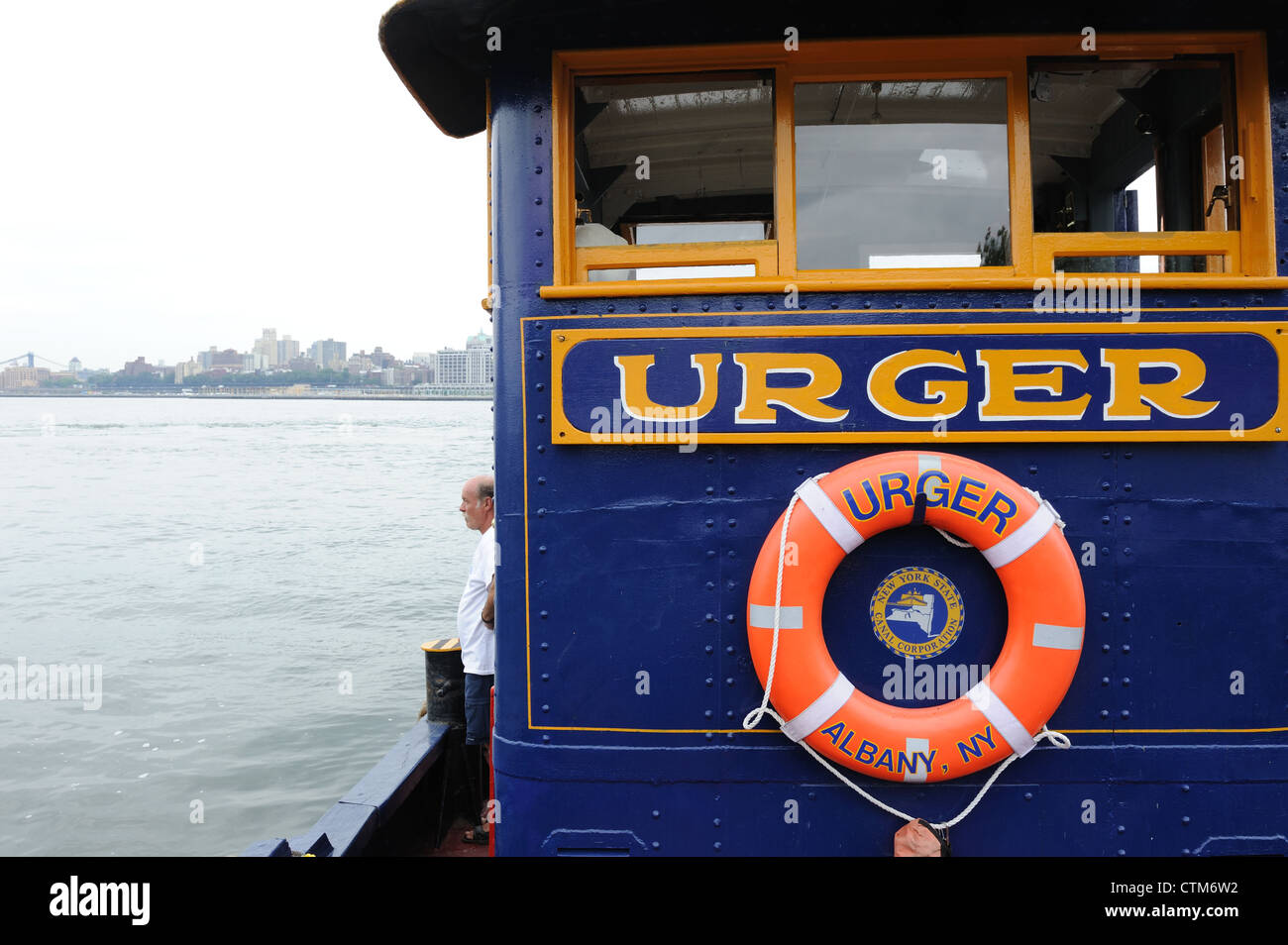 The Urger, launched in 1901, is the oldest operating tugboat in New York State and on the National Registry of Historic Places. Stock Photo