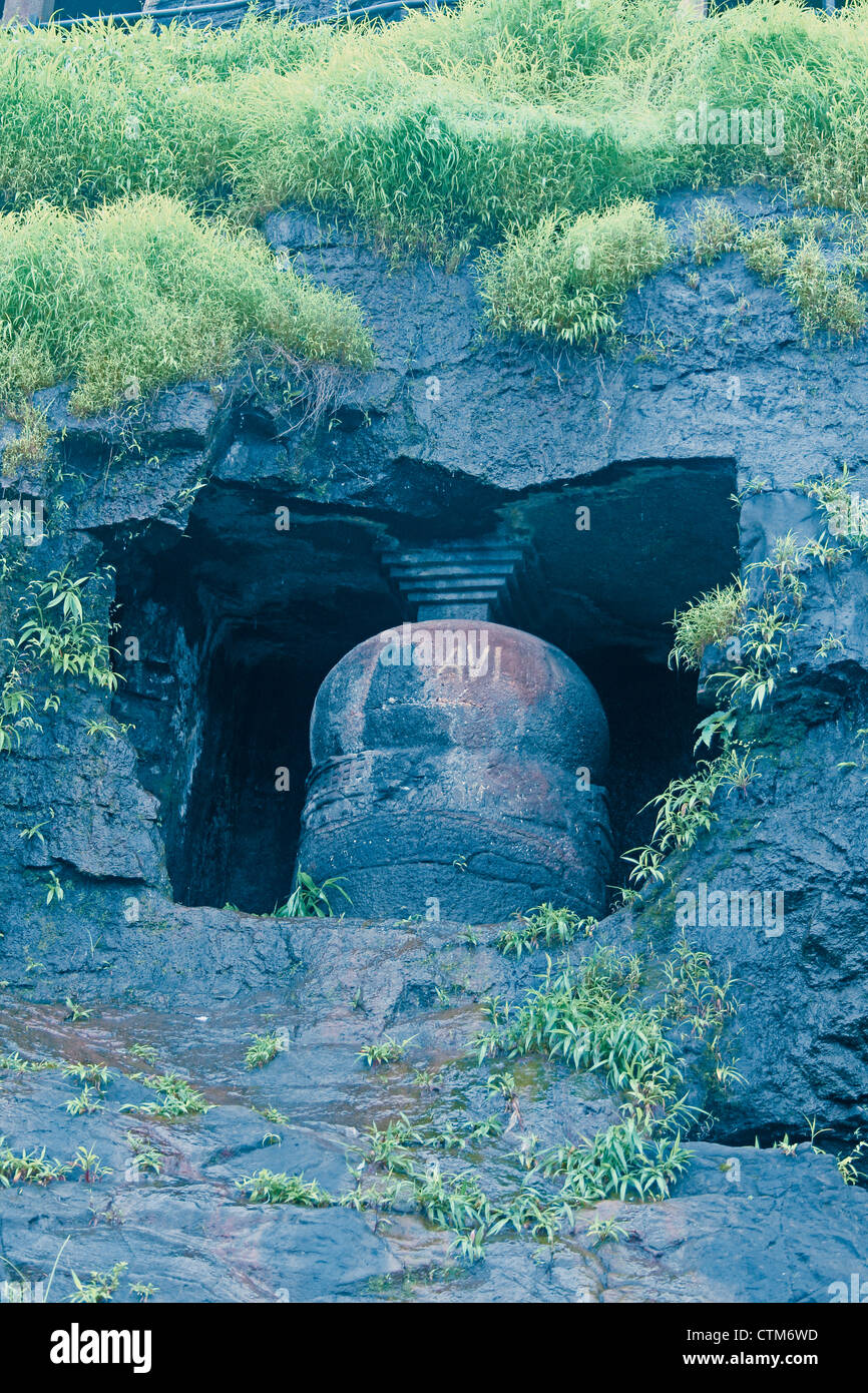 Panhalekaji, famous rock-cut caves situated on the bank of the river Kotjai, Near Dapoli, Maharashtra, India Stock Photo
