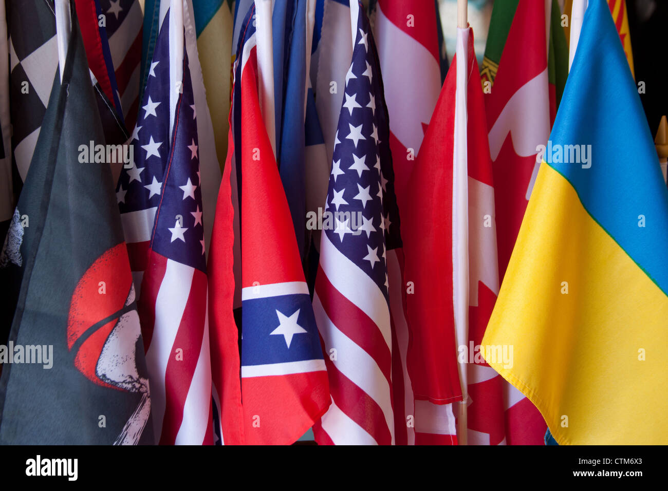 Many Flags from many nations Stock Photo