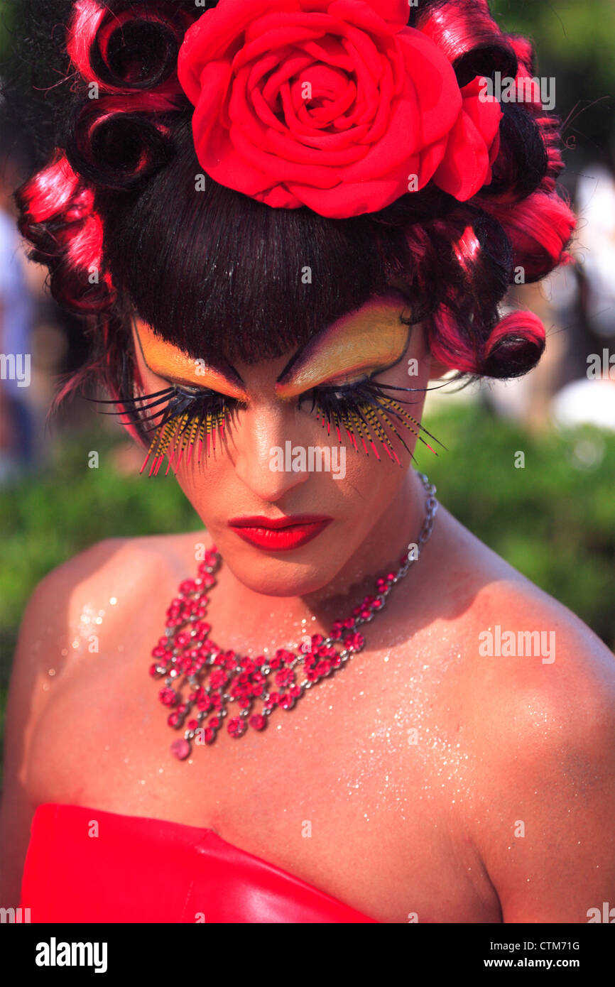 fraf queen in Buenos aires gay parade 2010, at May square, buenos Aires, Argentina. Stock Photo