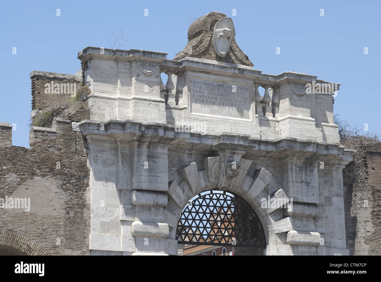 Rome, Aurelian walls. Detail of the Port St John Stock Photo