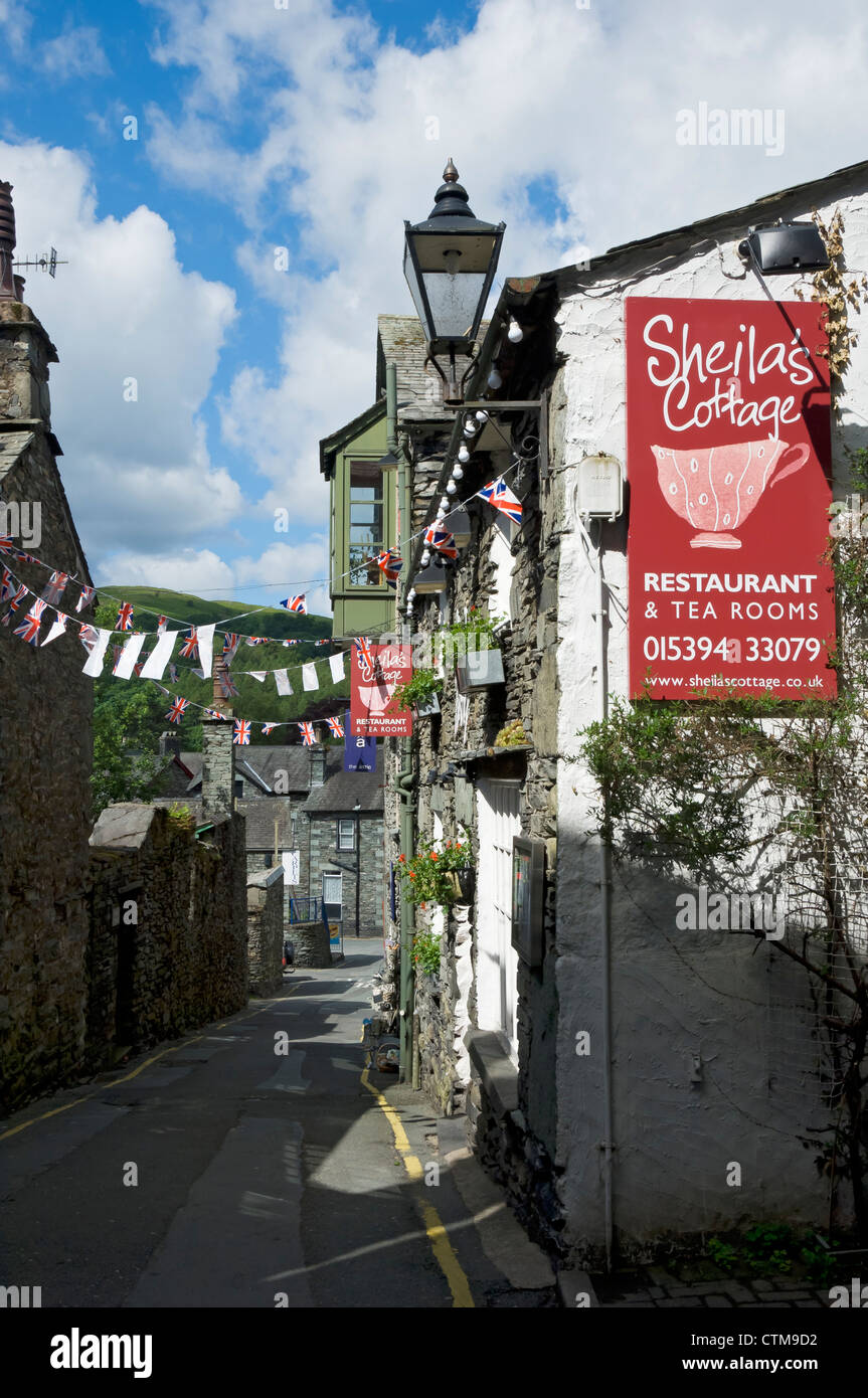 Restaurant and tea rooms cafe in the town centre in summer Ambleside