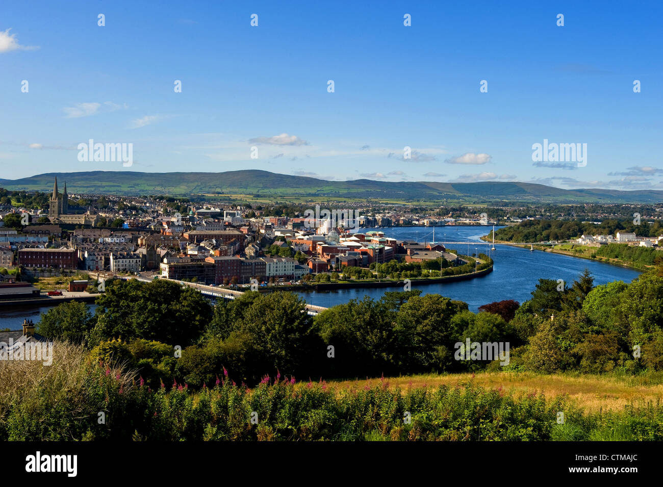 View over Derry City, Northern Ireland Stock Photo