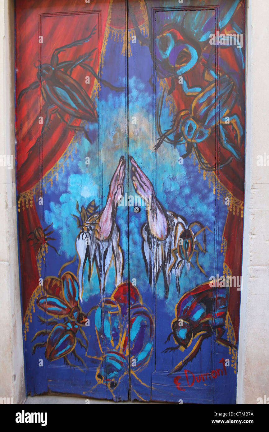 The Art Project Open Doors (Projecto arte de portas abertas) - Santa Maria street, Funchal, Madeira Stock Photo