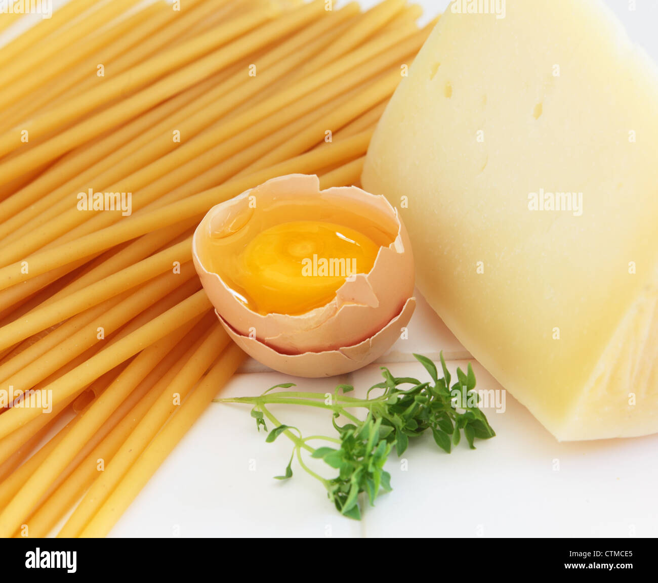 Ingredients for use in a pasta meal, Stock Photo