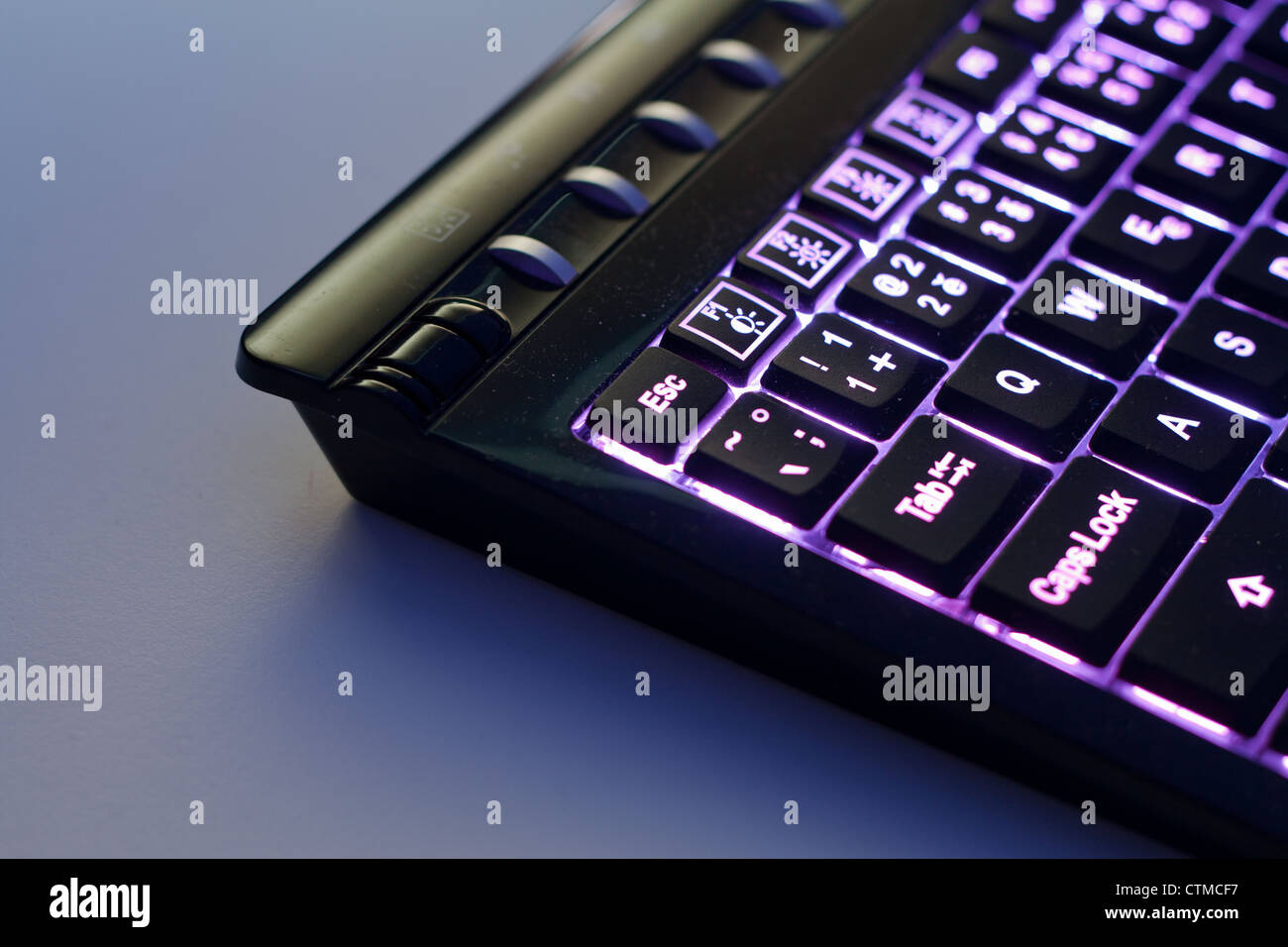Closeup of a modern backlit keyboard Stock Photo Alamy