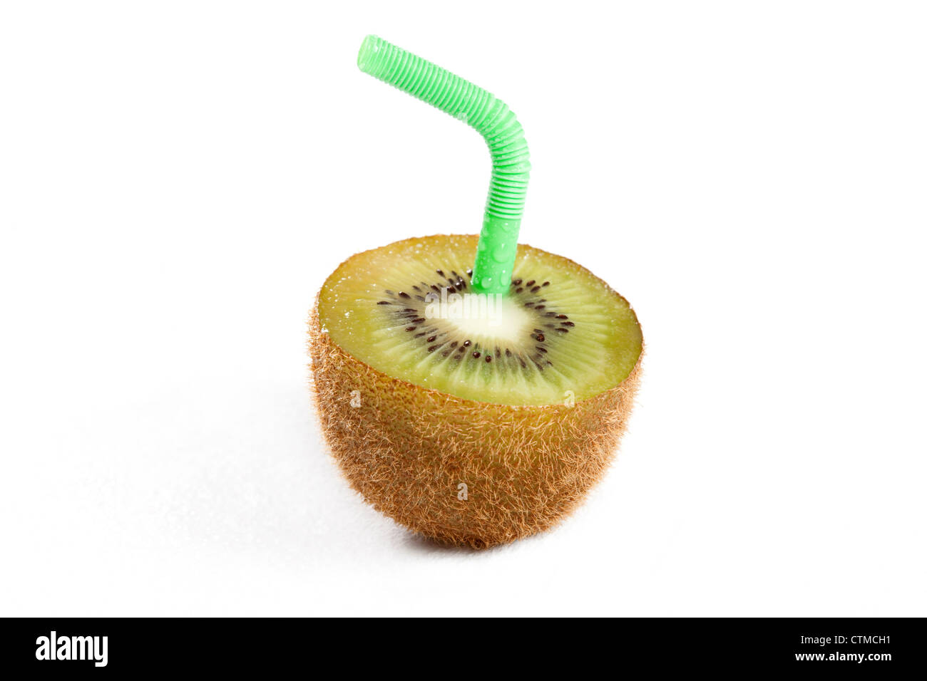 Kiwi fruit and drinking straw Stock Photo Alamy