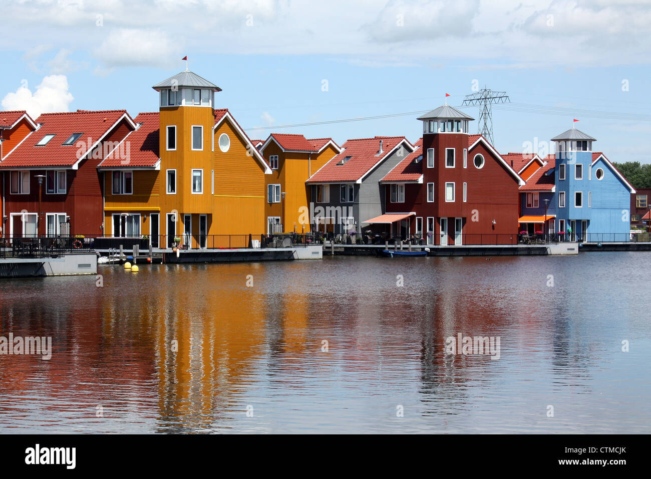 Colorful houses reitdiephaven harbor hires stock photography and