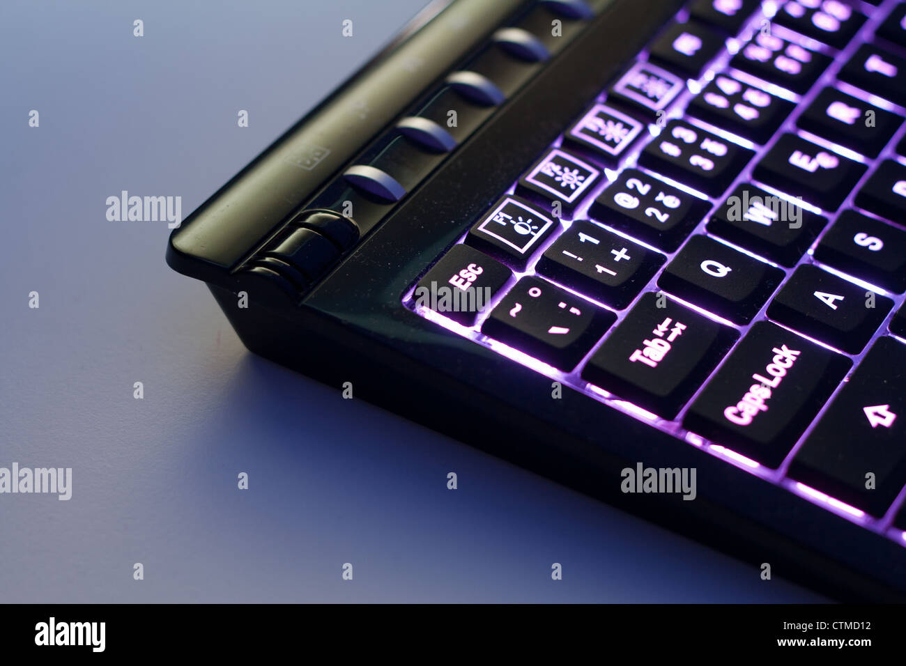 Closeup of a modern backlit keyboard Stock Photo Alamy