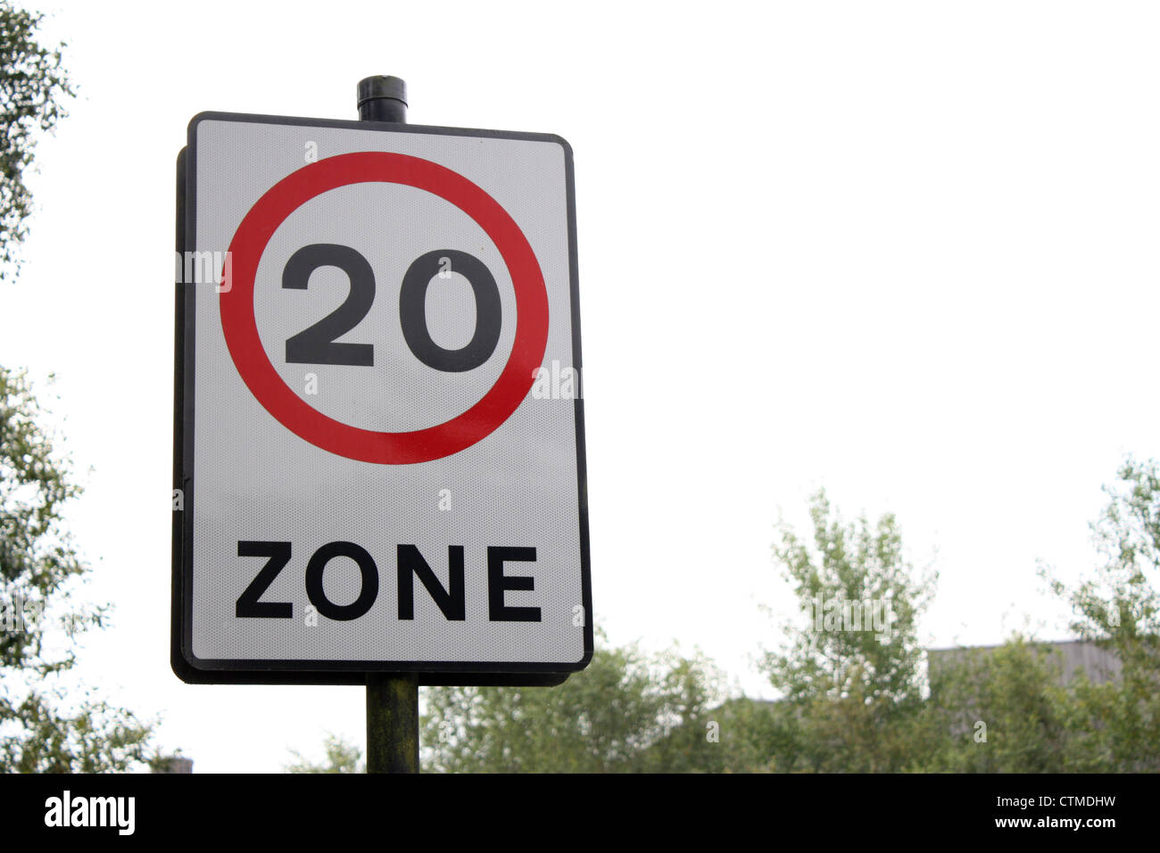A 20 zone sign for the speed limit. Stock Photo