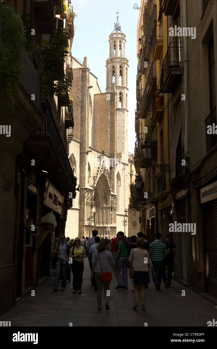 Barcelona, Spain. Santa Maria del Mar church. Stock Photo