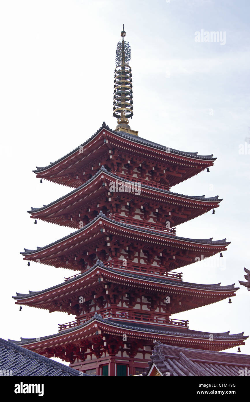 Sensōji, also known as Asakusa Kannon Temple Tokyo Japan. A Buddhist temple located in Asakusa. Five story pagoda. Stock Photo