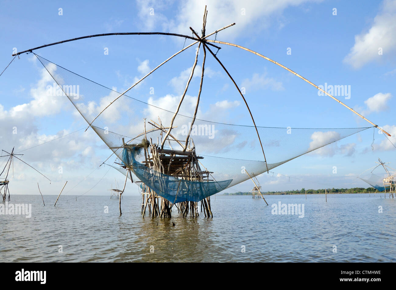 Big square dip net in south of Thai sea, traditional style fish