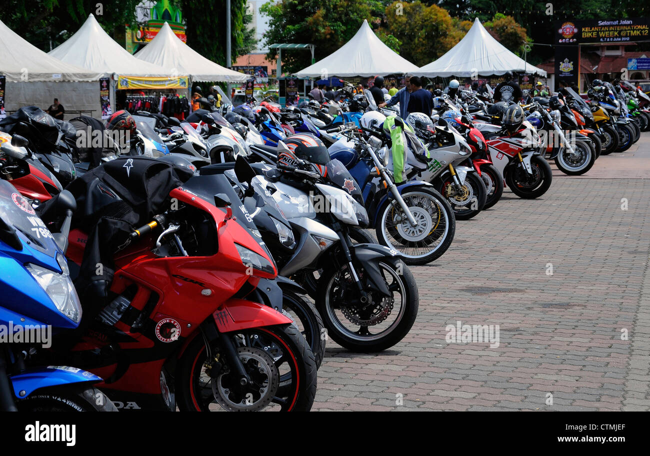 Superbike motercycle parked at Kota Bharu, Kelantan during Kelantan International Moto Show Stock Photo