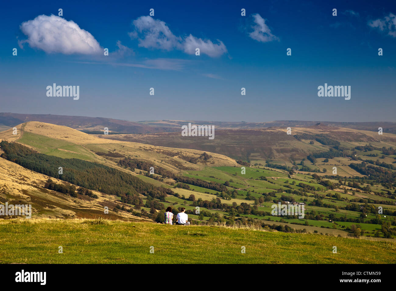 Looking east along the Hope Valley from the summit of Mam Tor in the