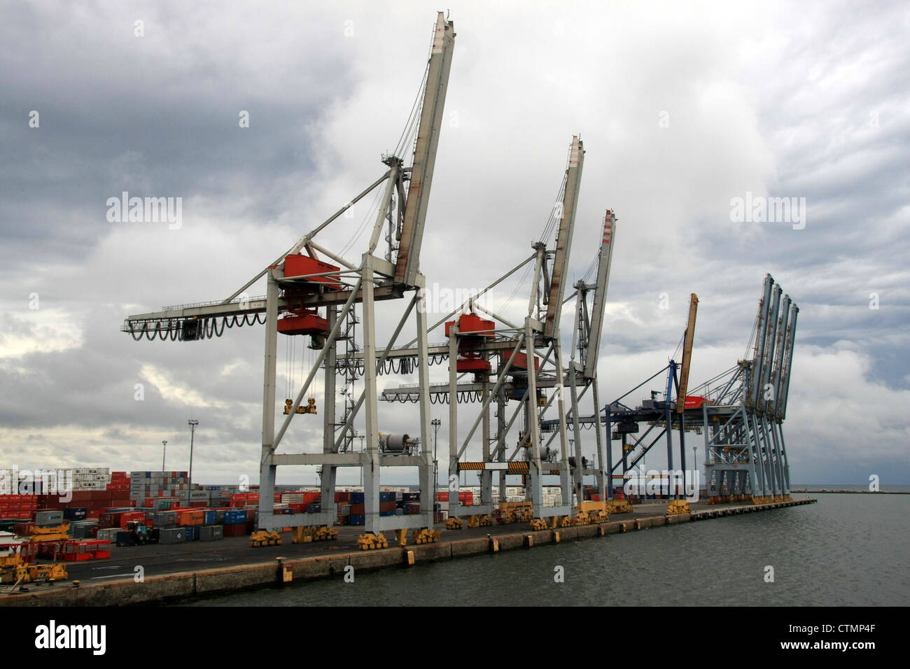 Gantry cranes at container dock at Montevideo, Uruguay Stock Photo