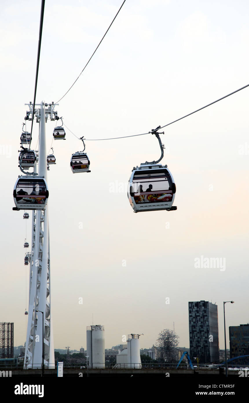 The new Thames cable car. The Emirates Air Line links the O2 Arena in  Greenwich, south-east London, with the ExCel exhibition centre at the Royal  Docks in east London Stock Photo -