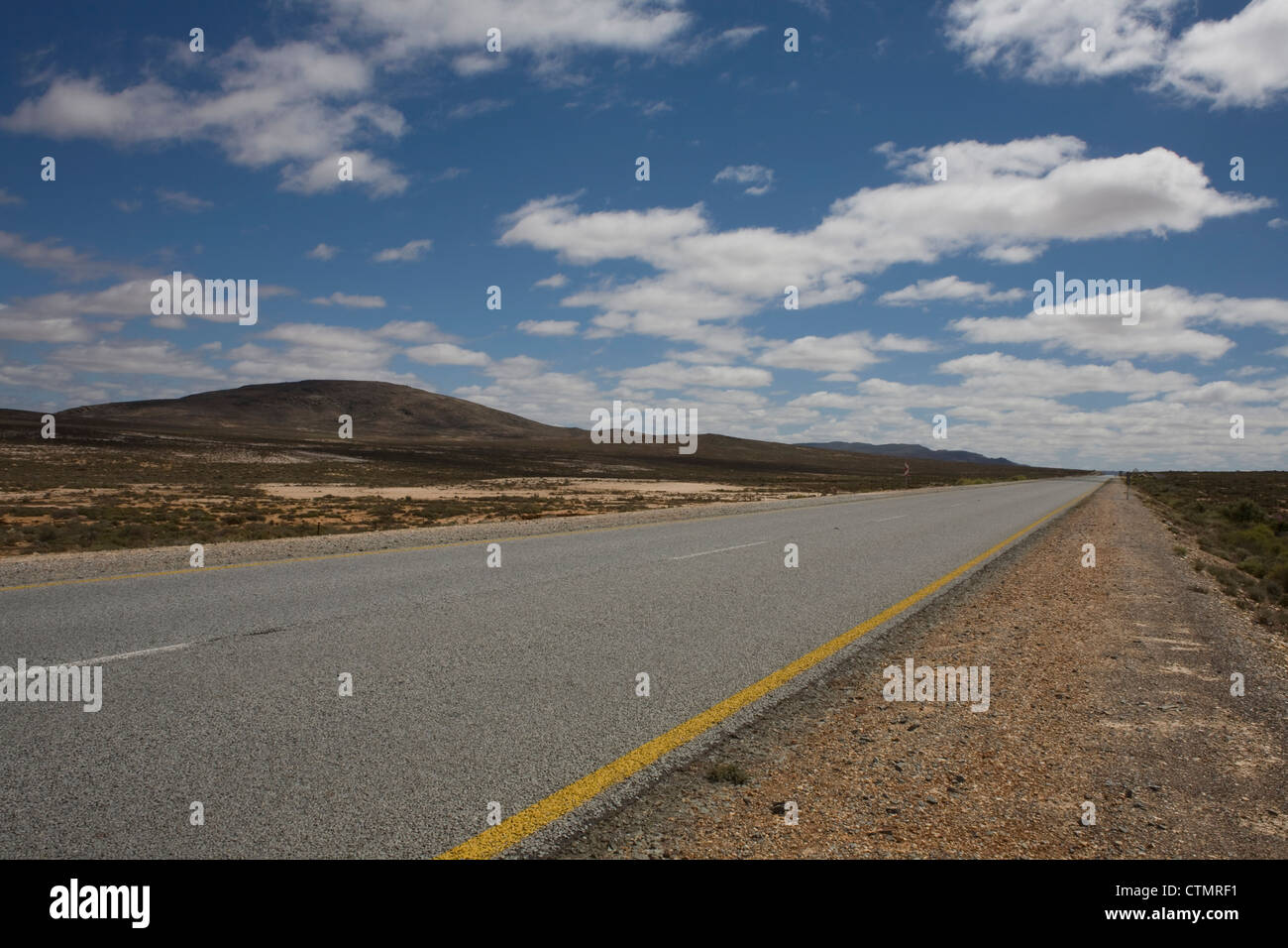 Tar road with markings, Northern Cape Province, South Africa Stock Photo